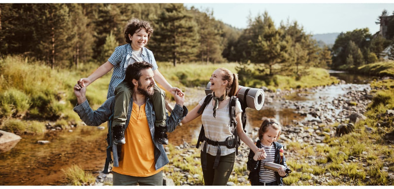 A family hiking